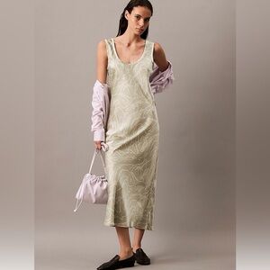Calvin Klein Crushed Satin Print Midi Dress